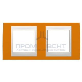 Рамка Unica хамелеон 2 поста горизонтальная оранжевый/белая