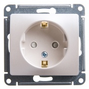 Розетка с заземлением со шторками 16А механизм SE Glossa, перламутр