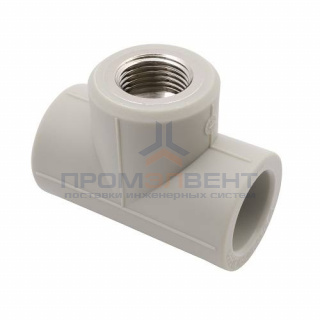 Тройник с переходом на внутреннюю резьбу FV-Plast - 32 x 1" (для полипроп.труб, цвет серый)