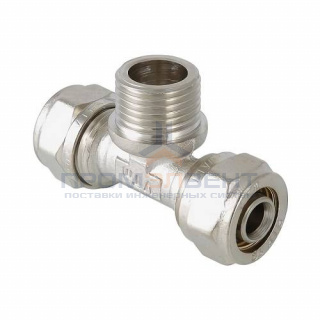 Тройник с переходом на наружную резьбу VALTEC VTm.333 - 26 x 1" (винтовой, для металлопласт.труб)