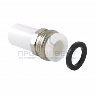Штуцер с наружной резьбой под накидную гайку VALTEC VTp.721 - 20 x 3/4" (для полипроп.труб, белый)