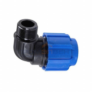 Переход на наружную резьбу угловой Политэк - 32 x 3/4" (винтовой, для труб ПНД)