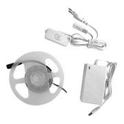 SL-07 Комплект светодиодной ленты 12В, 4,8Вт/м, smd3528, 60д/м, IP20, 220Лм/м, ширина подложки 8мм, 2,5м, х/б, 6500К, с аксессуарами (адаптер питания, коннектор-1шт.).