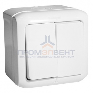 Переключатель двухклавишный IP44 Legrand Quteo белый