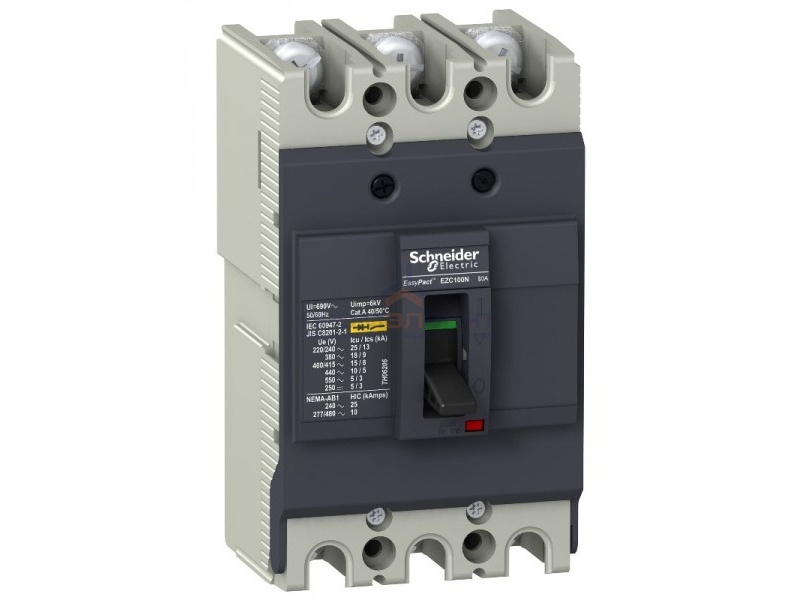 Автоматический выключатель Schneider Electric EZC100N 80A 18кА/380В 3П3T (автомат)