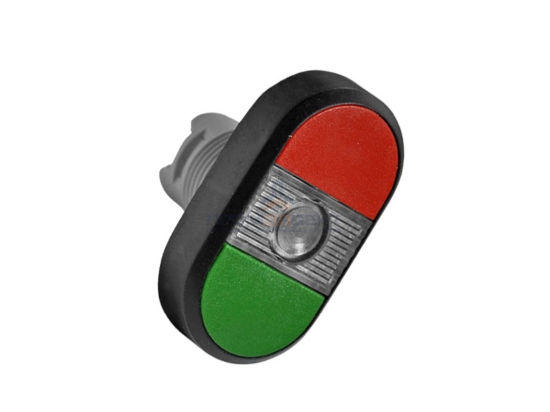 Кнопка двойная ABB MPD1-11С (зеленая/красная) прозрачная линза без текста